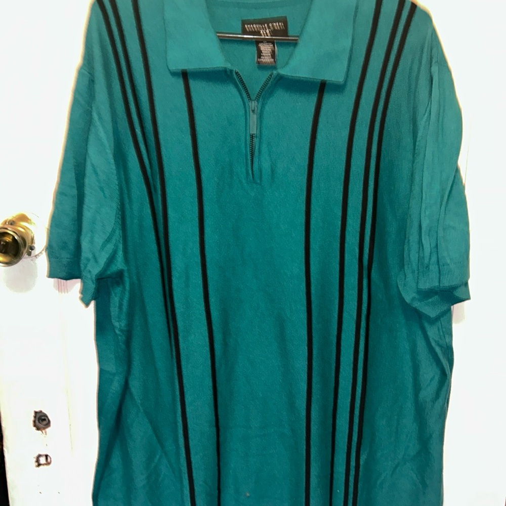 Men's big & Tall Shaq 1/4 zip knit polo with banded bottom